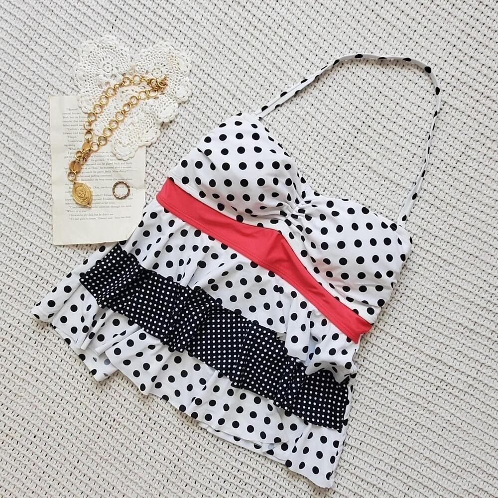Y2k style tiered ruffle tankini top